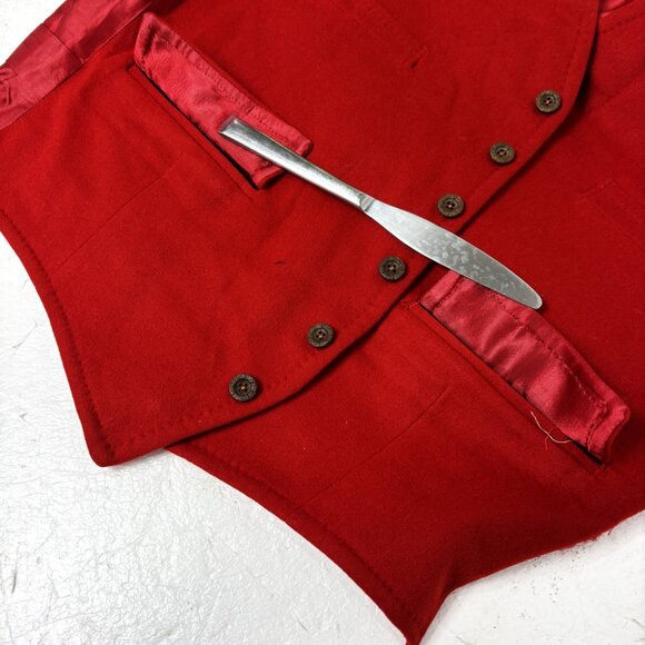 Baskin Vintage Red 100% Wool Vest Size 44 - Picture 3 of 15